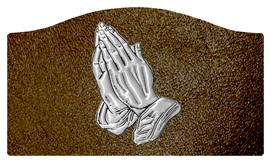 DASHELL-516-SL-SH-BR Silver Praying Hands Shimmer Brown Background